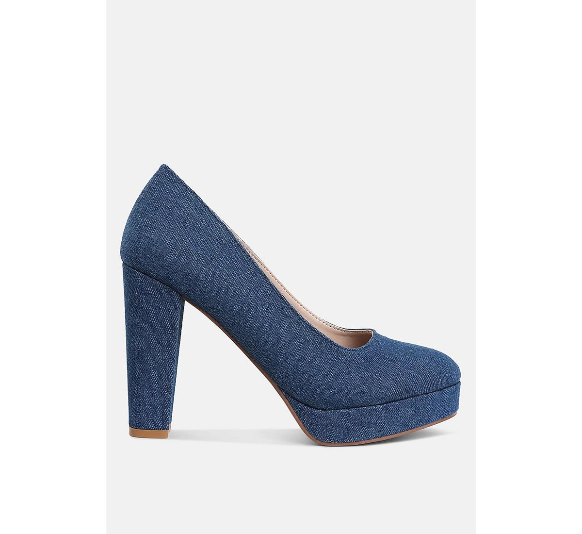 Kostur Denim Block Heel Pumps - Blue