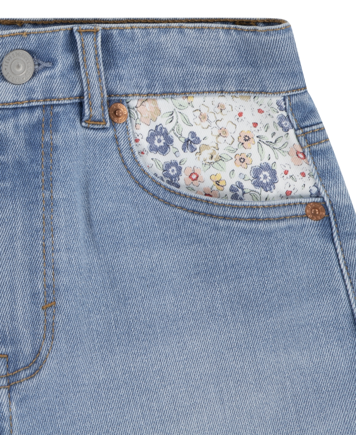 LEVI'S BIG GIRLS PRINT BLOCK MOM SHORTS 