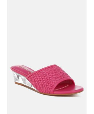 Womens Osminda Raffia Clear Heel Wedge Sandals