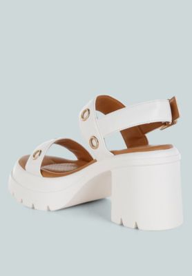 Womens Urla Eyelet Detail Platform Heel Sandals