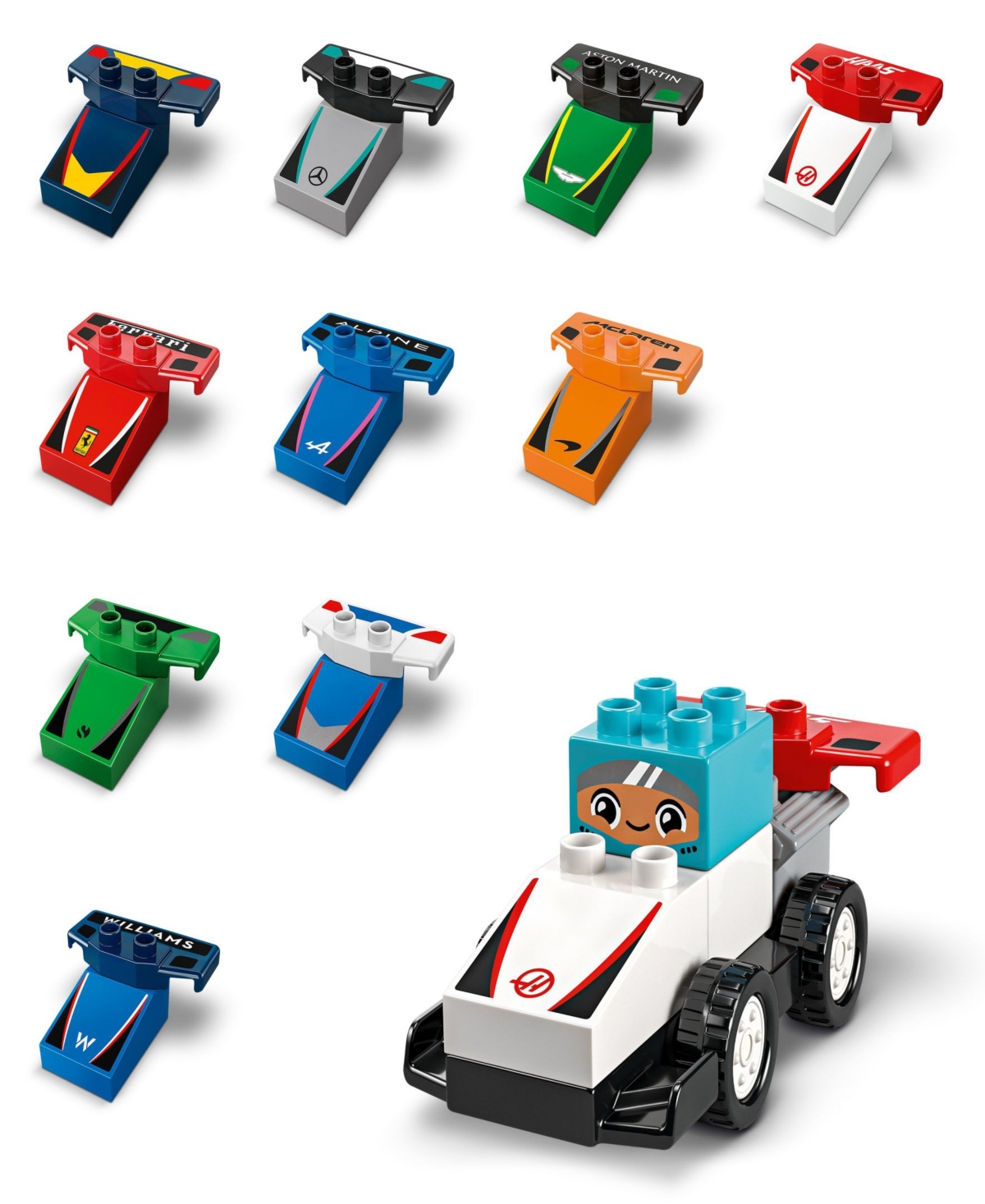 LEGO DUPLO TOWN F1 TEAM RACE CARS DRIVERS BUILDING TOY 10445, 70 PIECES 
