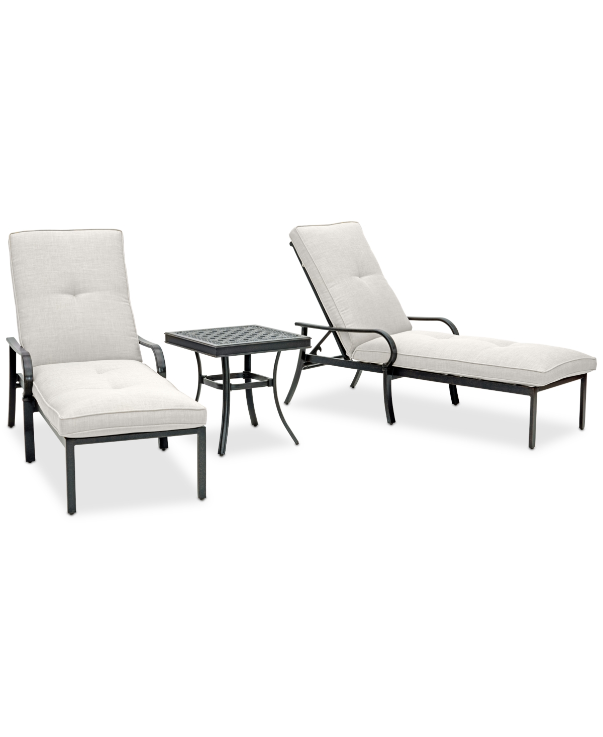 Shop Agio St Croix Outdoor 3-pc Chaise Set (2 Chaise Lounge Chairs + 1 End Table), Created For Macy's In Pearl White