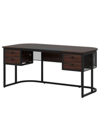 63-Inch Executive Desk with 4 Drawers, Large Office Desk Computer Desk, Business Furniture Desk Workstation for Home Office, Dark Walnut