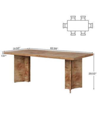 63-inch Dining Table for 4-6, Farmhouse Kitchen Table with Large Tabletop, Rectangular Dinner Eating Table