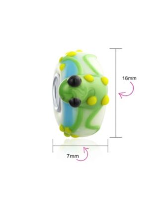Green Yellow Toad Frog Glass Charm Bead European Bracelet 3D Lampwork Murano
