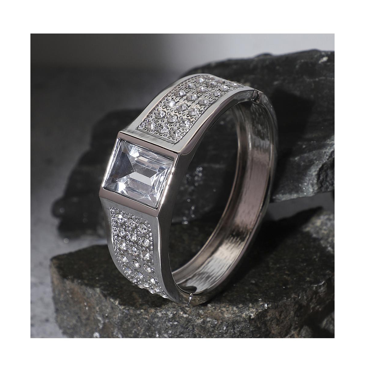 Shop Sohi Maxi Crystal Bracelet In Silver