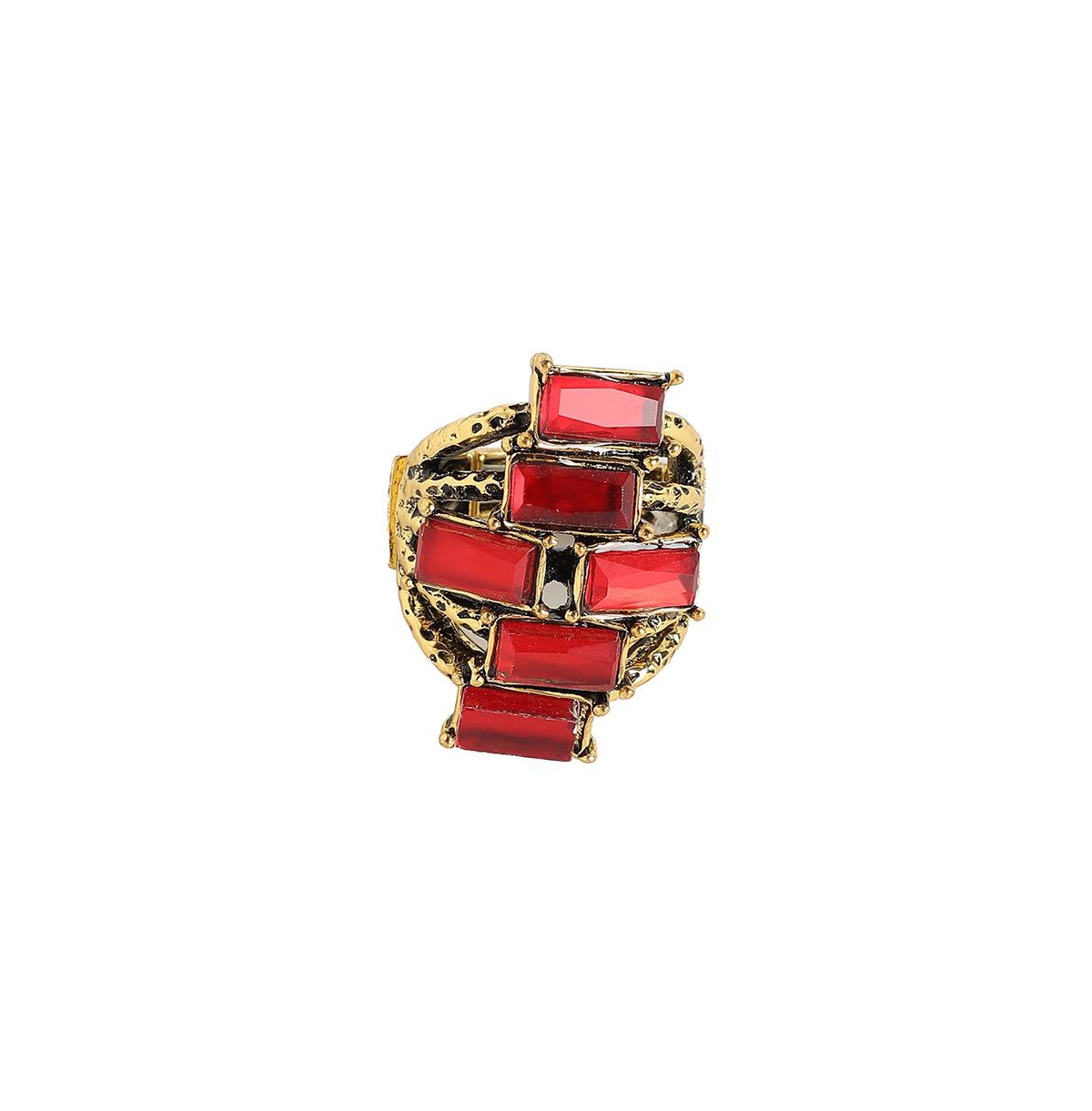 Stacked Stone Cocktail Ring - Red