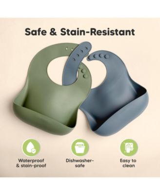 2-Pack Silicone Bibs For Babies, Food Grade Silicone Baby Bibs for Eating, Feeding, Toddler Bibs, Boys, Girls