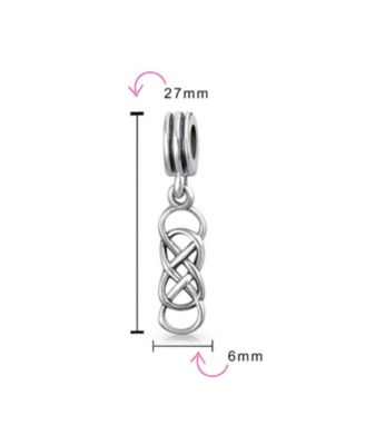 Romantic Celtic Love Knot Infinity Dangle Charm Bead Sterling Silver Bracelet