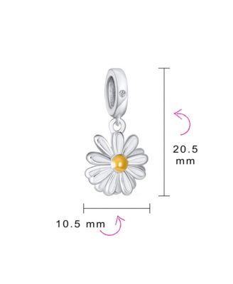 White Sunflower Daisy Charm Bead 14K Gold Plated Sterling Silver Bracelets