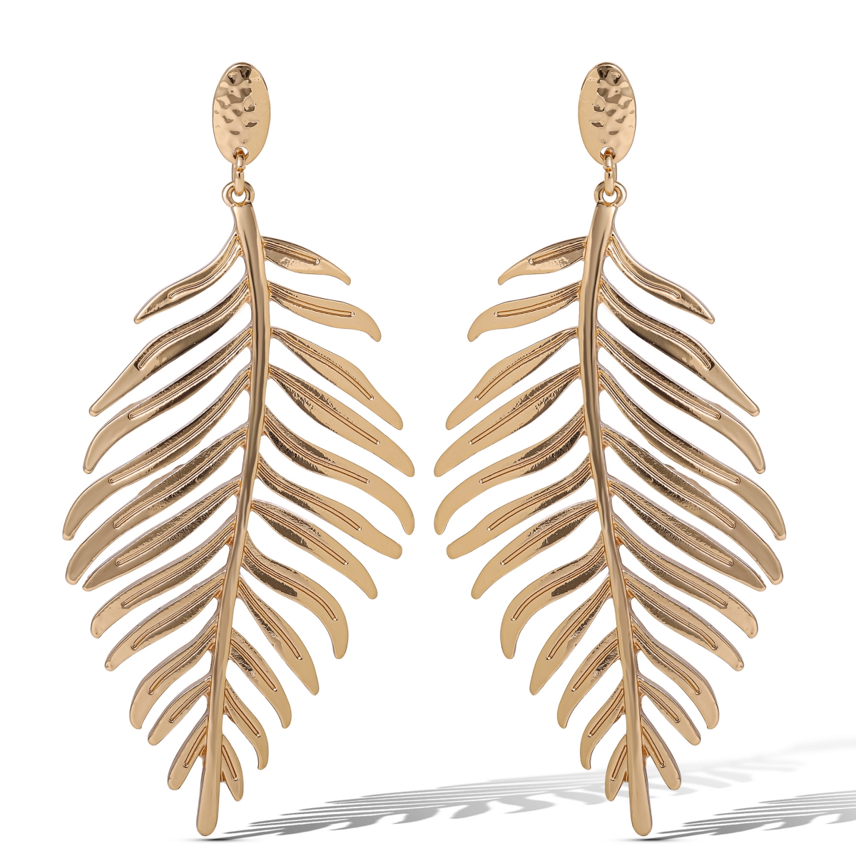 Gold-Tone Leaf Drop Earrings &#x2013; Elegant Nature-Inspired Statement - Gold tone