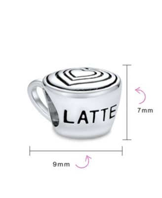 Latte Cup Charm Bead in Oxidized Silver European Bracelets