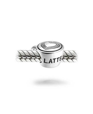 Latte Cup Charm Bead in Oxidized Silver European Bracelets