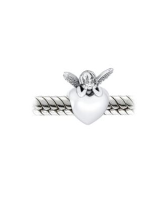 Initial Alphabet Bead Charm Fairy Angel Wings Heart Sterling Silver