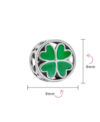 Good Luck Irish Shamrock Green Heart Clover Charm Bead European Bracelet