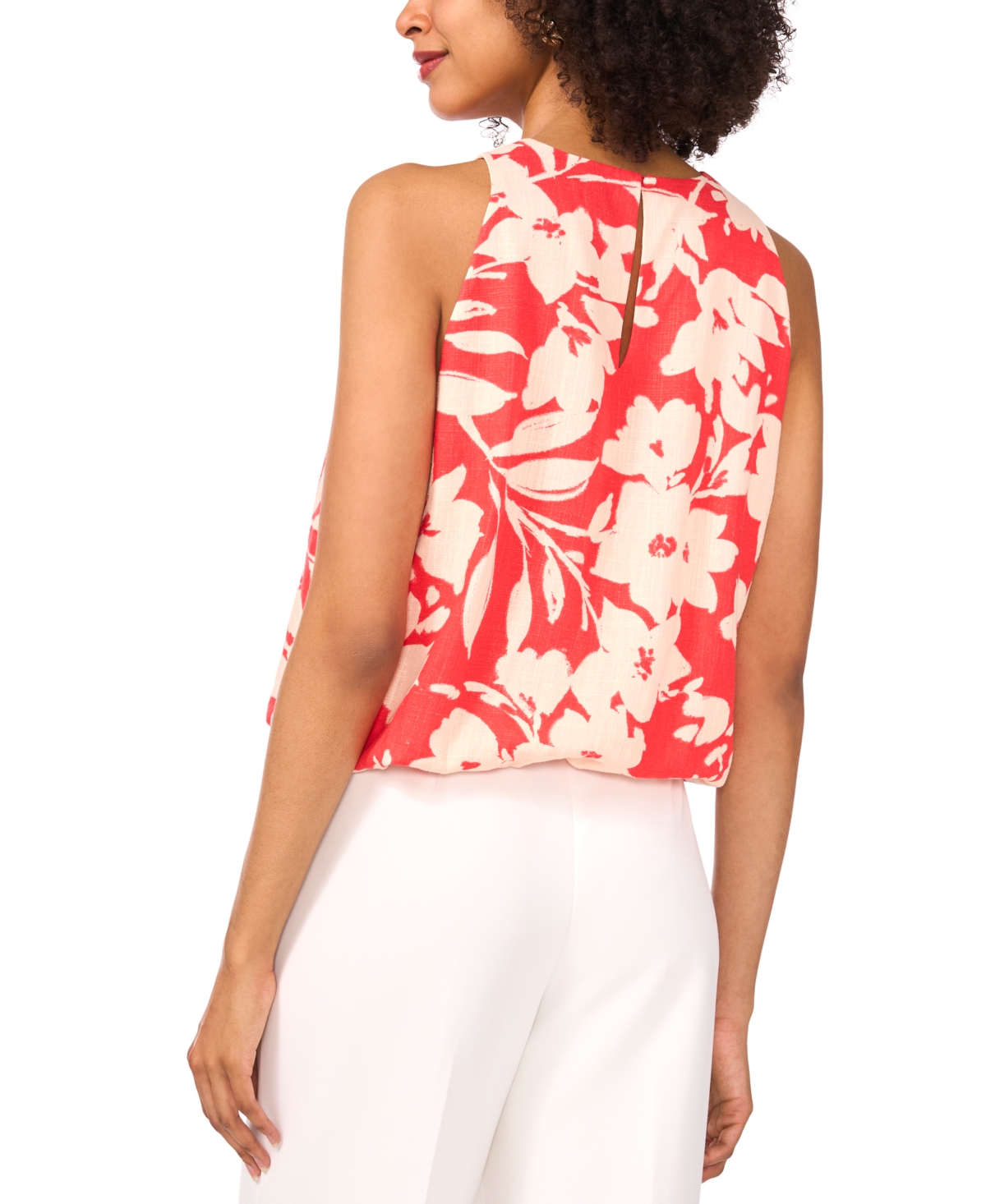 VINCE CAMUTO WOMEN'S FLORAL-PRINT BUBBLE-HEM TOP 