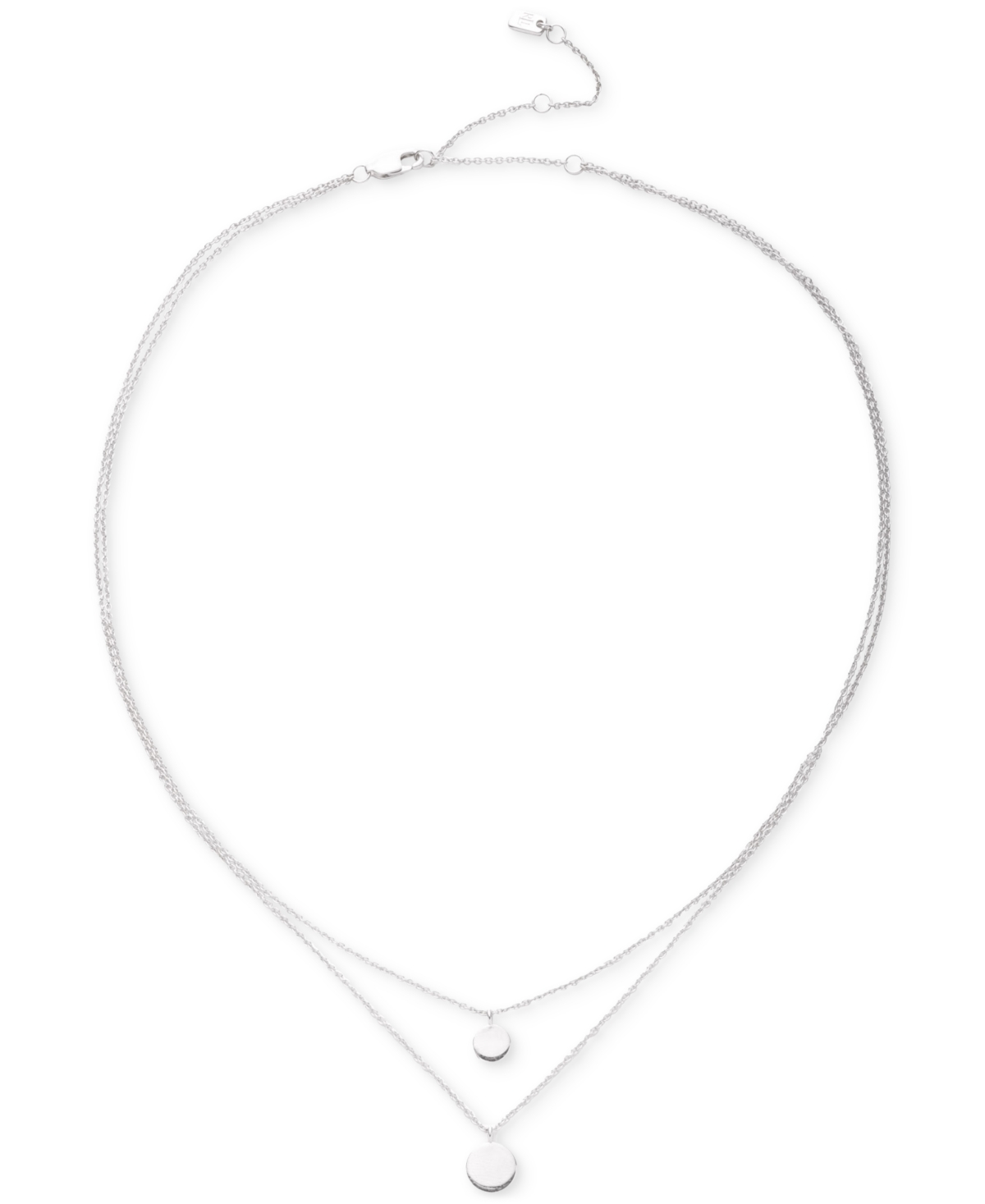 Ralph Lauren Sterling Silver Disc Pendant Two Row Necklace, 20" + 3" Extender