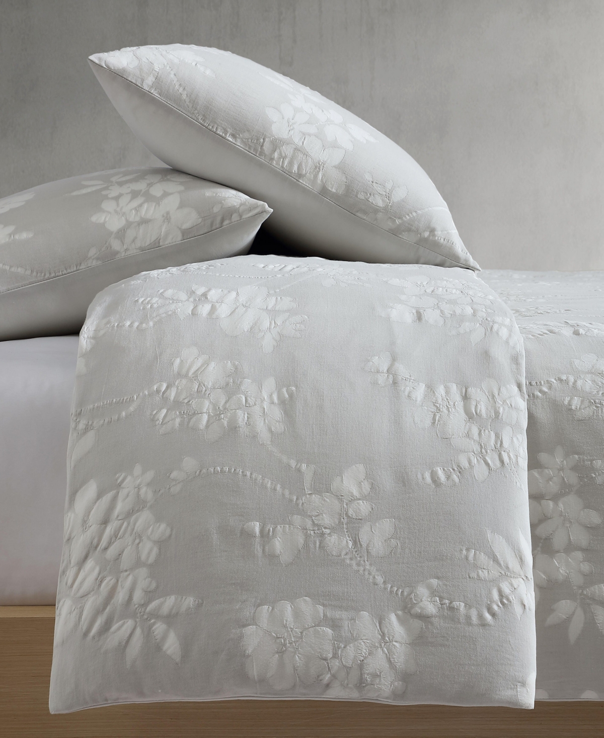 Calvin Klein Spring Branches Cotton Jacquard 3-pc. Comforter Set, King In Gray