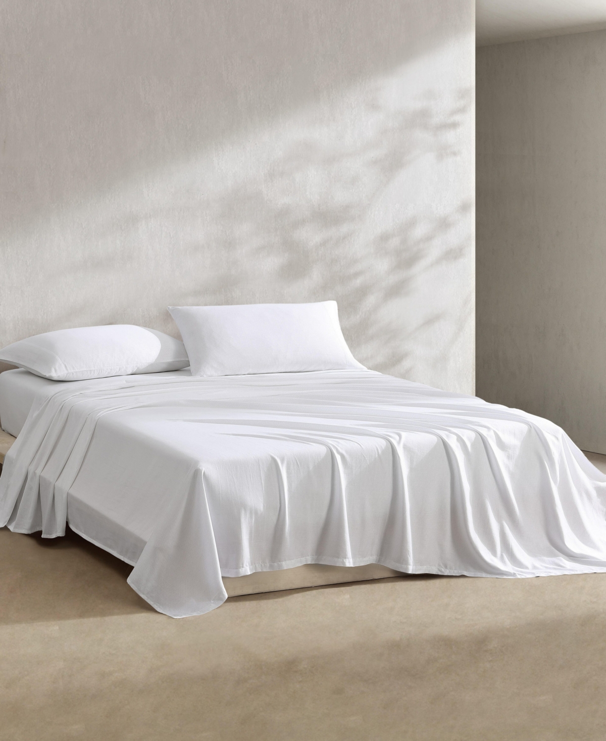 Calvin Klein Printed 300-thread Count Cotton Sateen 4-pc. Sheet Set, King In Micro Dot Beige