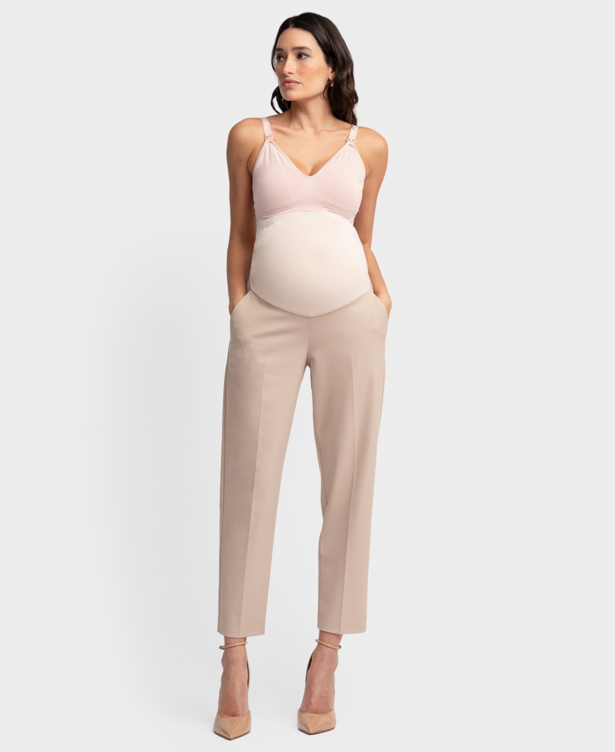 Shop Seraphine Women's Maternity Tapered Pants In Taupe