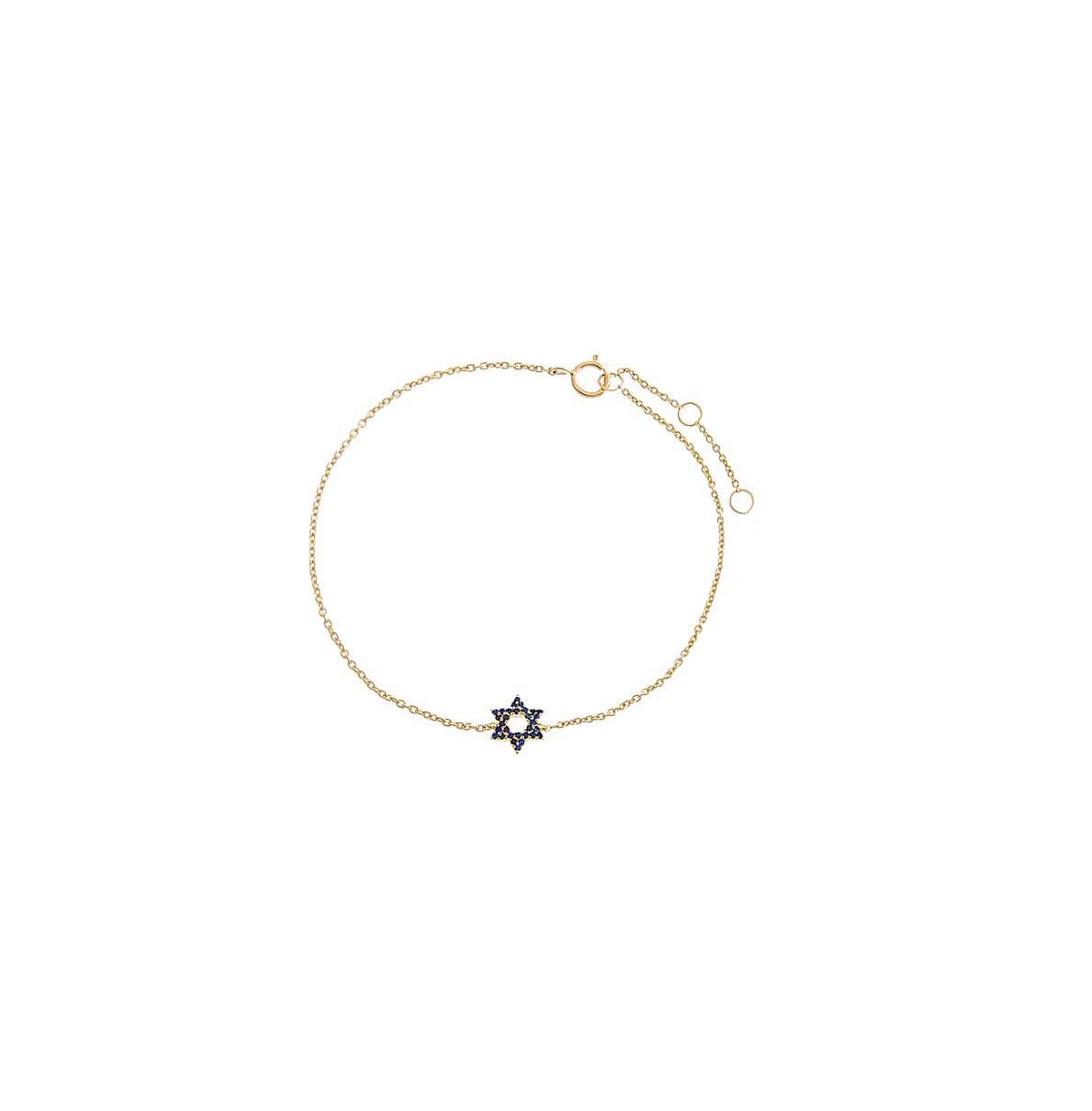Sapphire Blue Star Of David Bracelet 14K - 14k white gold