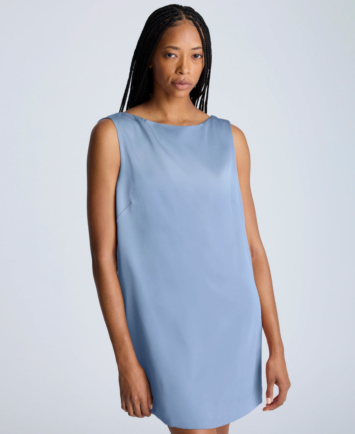 Kenneth Cole Sleeveless Open Back Shift Dress In Sky