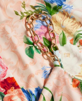 Women's Floral Print Cowl Neck Sleeveless Sheath Dress