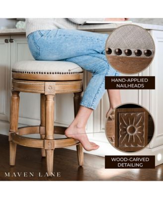 Pullman Backless Counter Stool in Weathered Oak Finish w/ Sand Color Fabric Upholstery, Set of 3