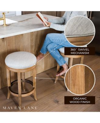 Eva Counter Stool in Weathered Oak Finish, Sand Color, Set of 4