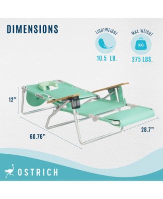 Deluxe 3N1 Lightweight Outdoor Lawn Beach Lounge Chair w/Footrest, Teal