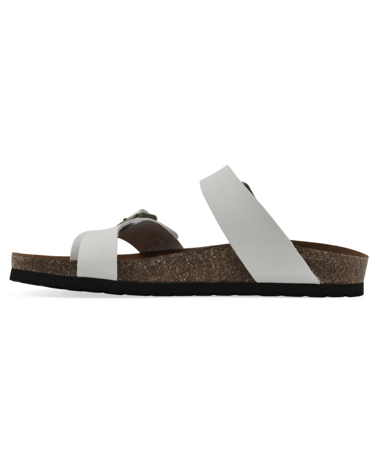White Mountain Women's Grams Round Toe Flat Sandals In White Leather