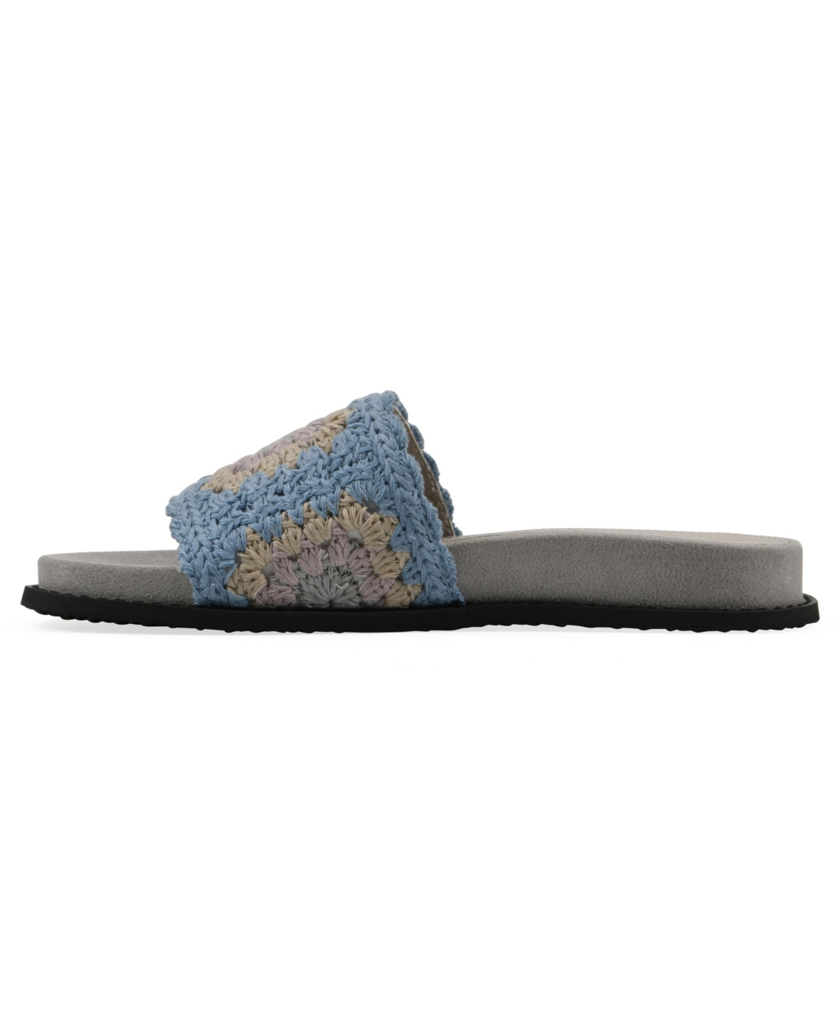 White Mountain Women's Maxim Round Toe Flat Sandals In Dusty Teal Lavender Multi Fabric