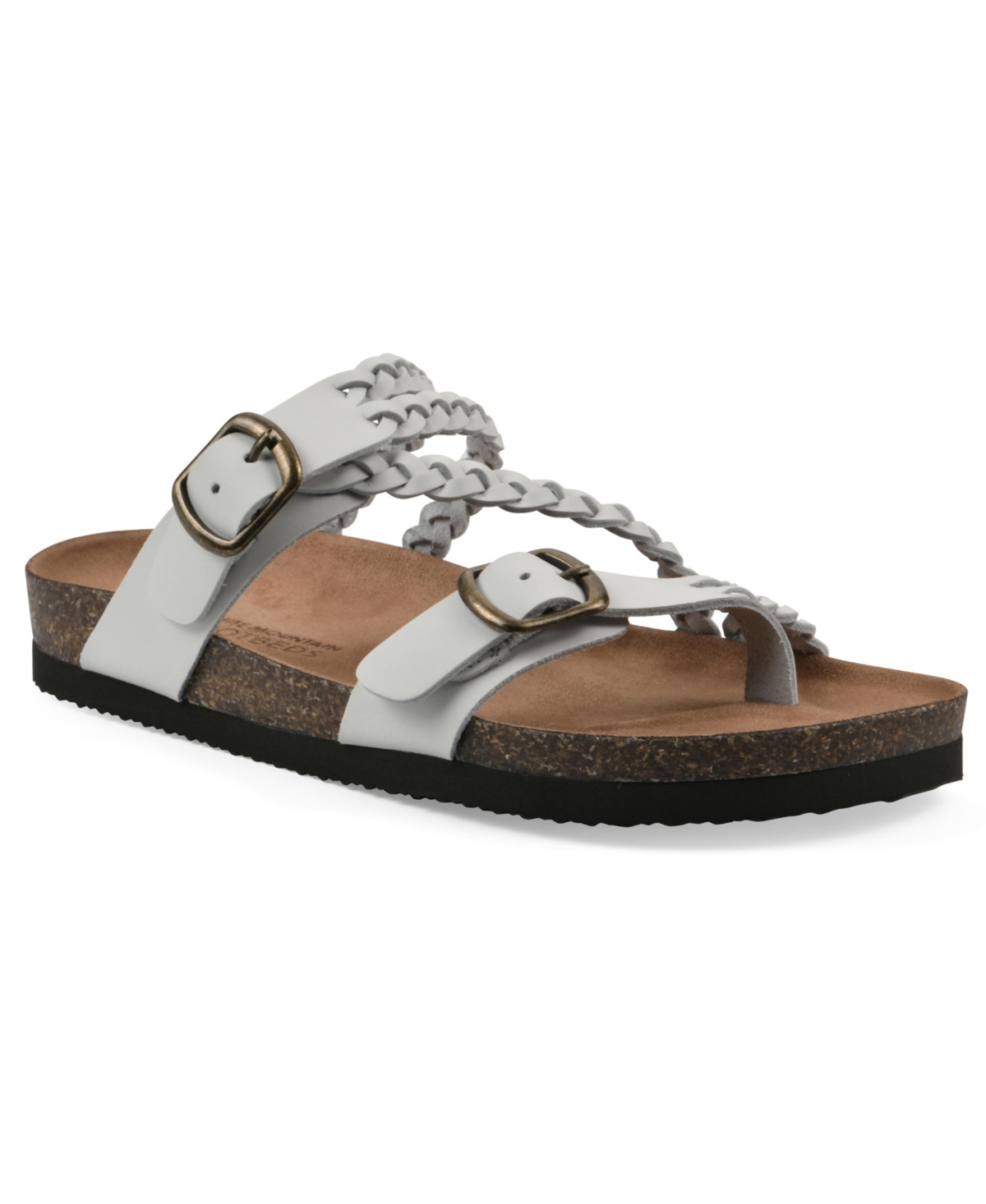 White Mountain Women's Haziest Round Toe Flat Sandals In White Leather