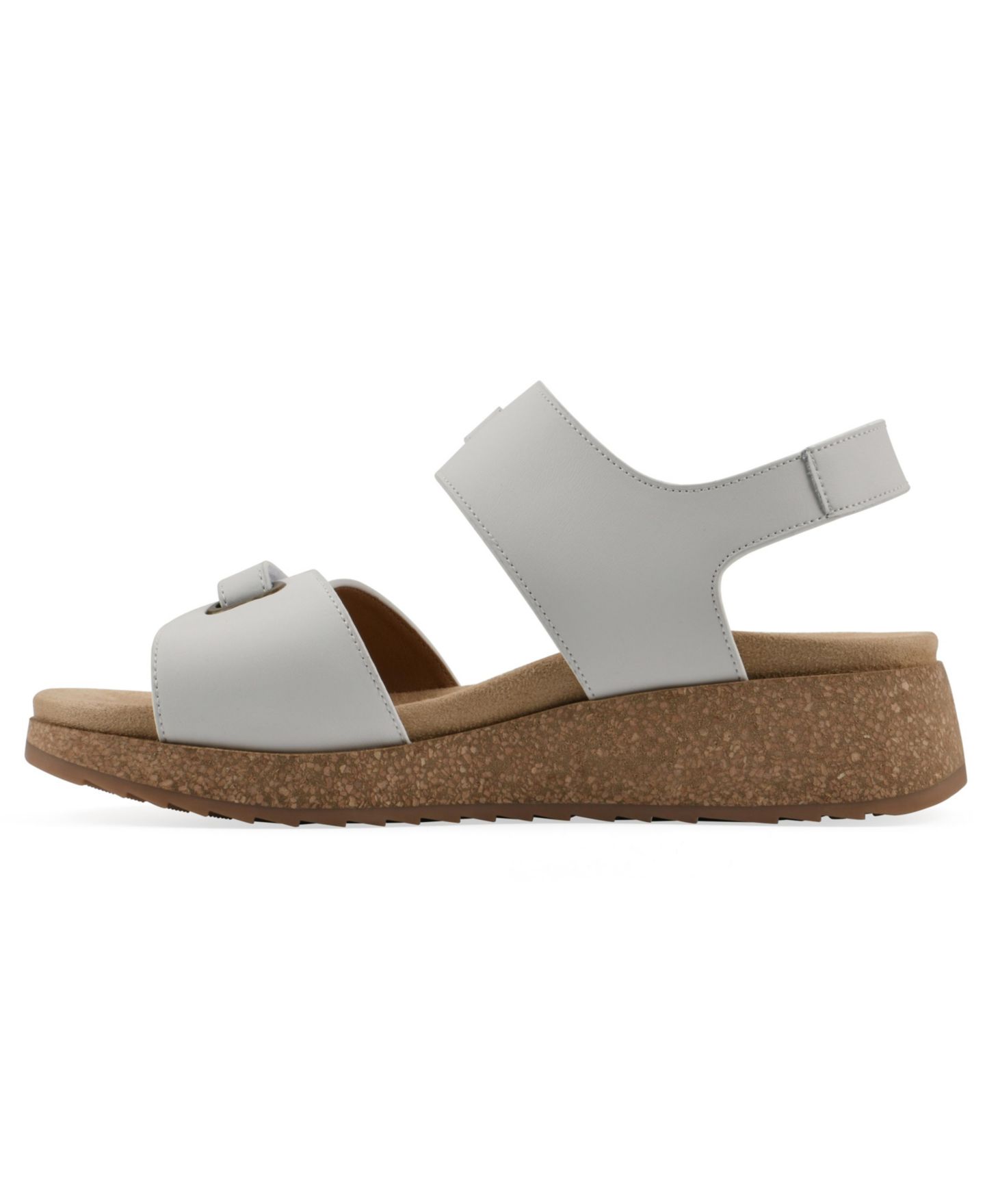 Женские сандалии White Mountain Gelato Round Toe Wedge, цвет: Белый кожаный — фото 6