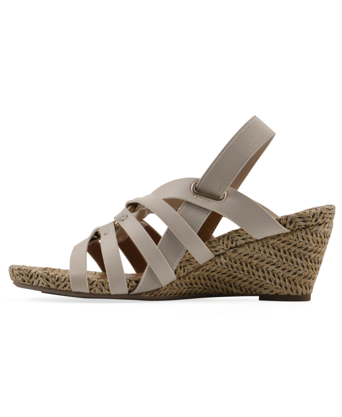 White Mountain Women's Ataps Round Toe Wedge Sandals In Eggshell Smooth