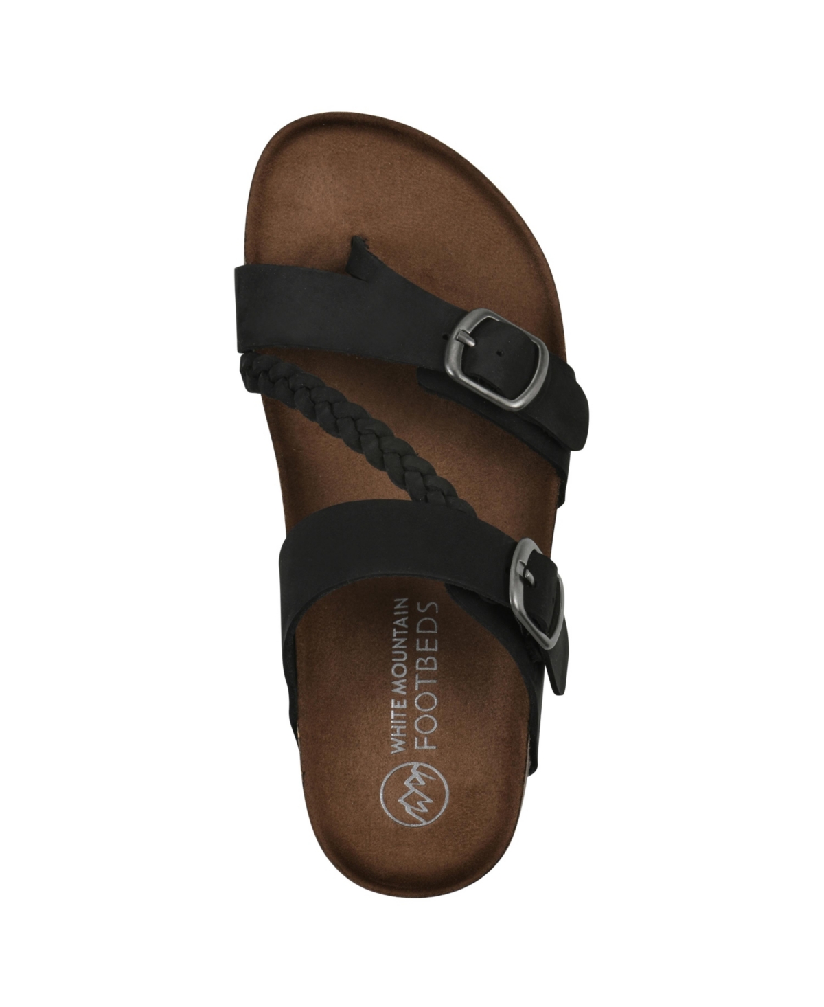 White Mountain Women's Hammy Round Toe Flat Sandals In Black Nubuck