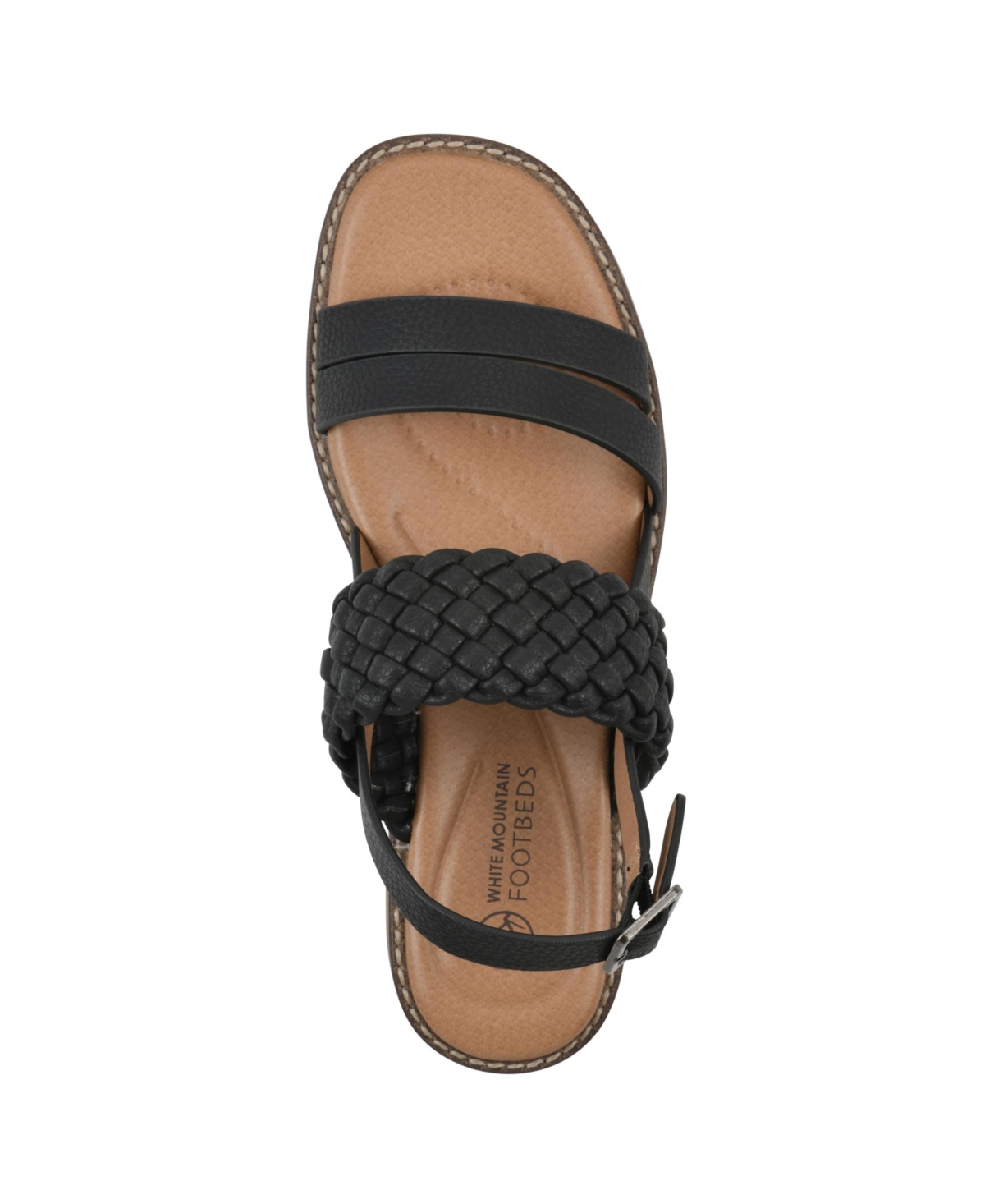 White Mountain Women's Macaroni Round Toe Flat Sandals In Black Smooth
