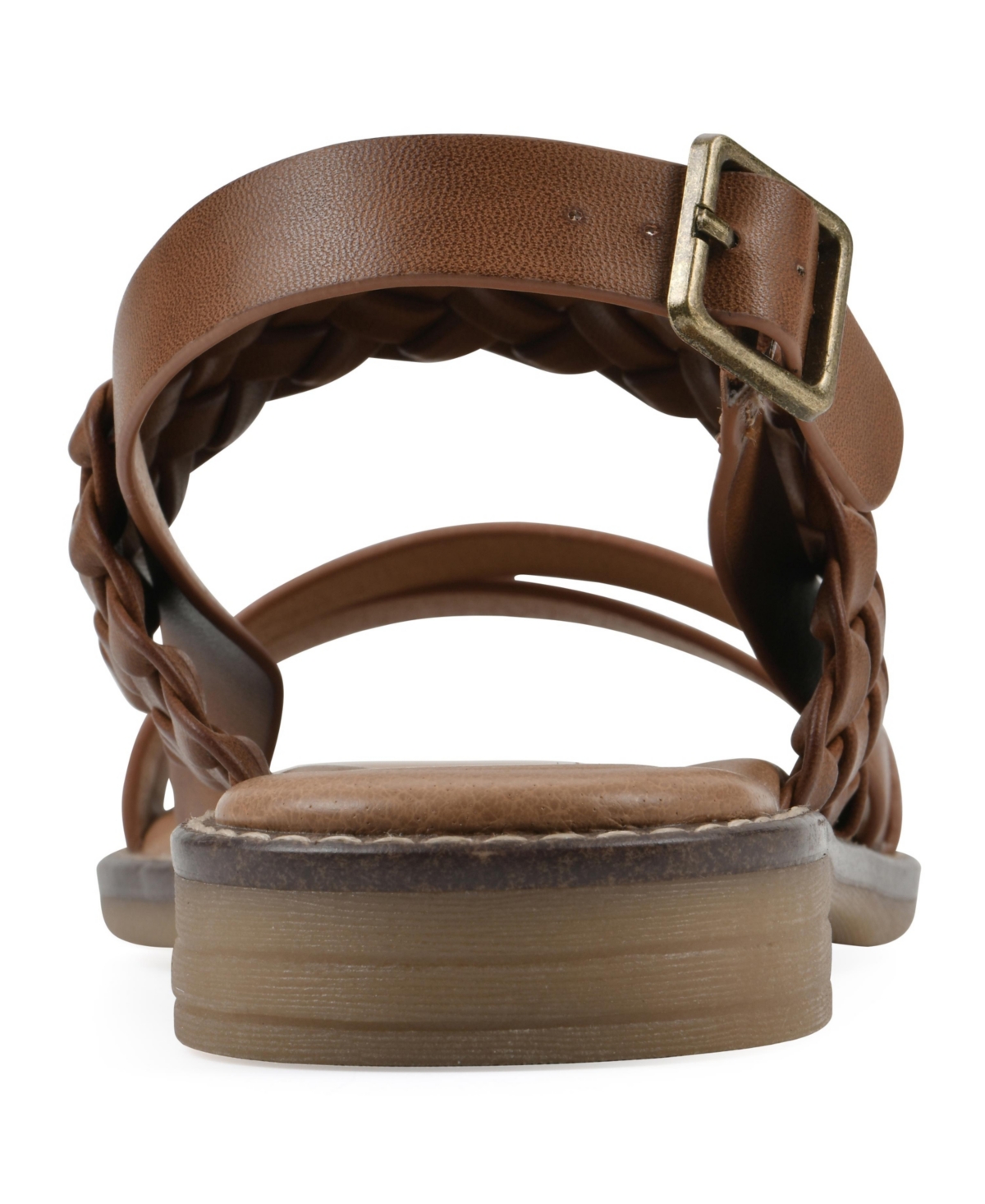 White Mountain Women's Macaroni Round Toe Flat Sandals In Dark Tan Smooth