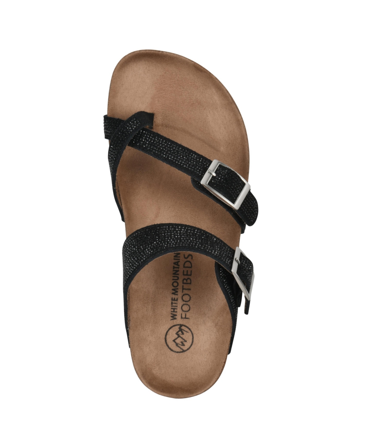 White Mountain Women's Grays Round Toe Flat Sandals In Black Suede