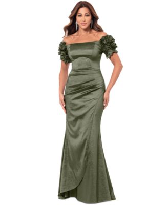 XSCAPE - Women's Off-The-Shoulder Floral-Sleeve Dress