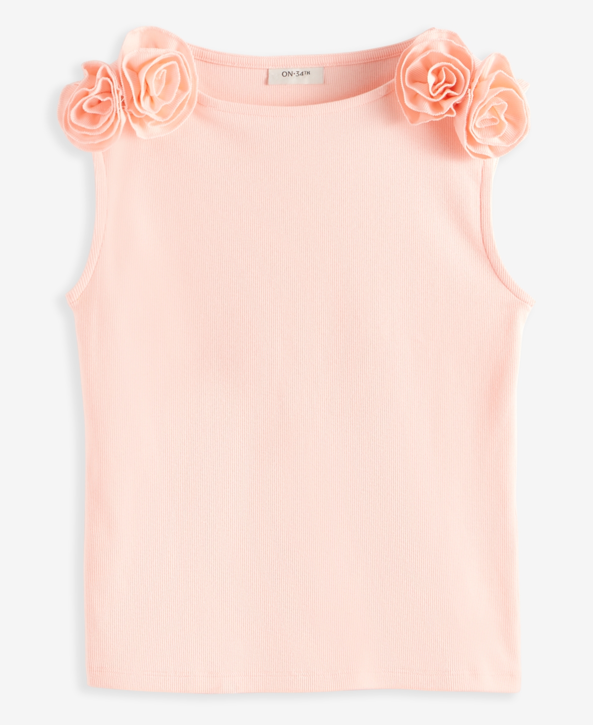 On 34th Women's Ribbed Rosette Shoulder Tank Top, Exclusively At Macy's In Pink Dogwood