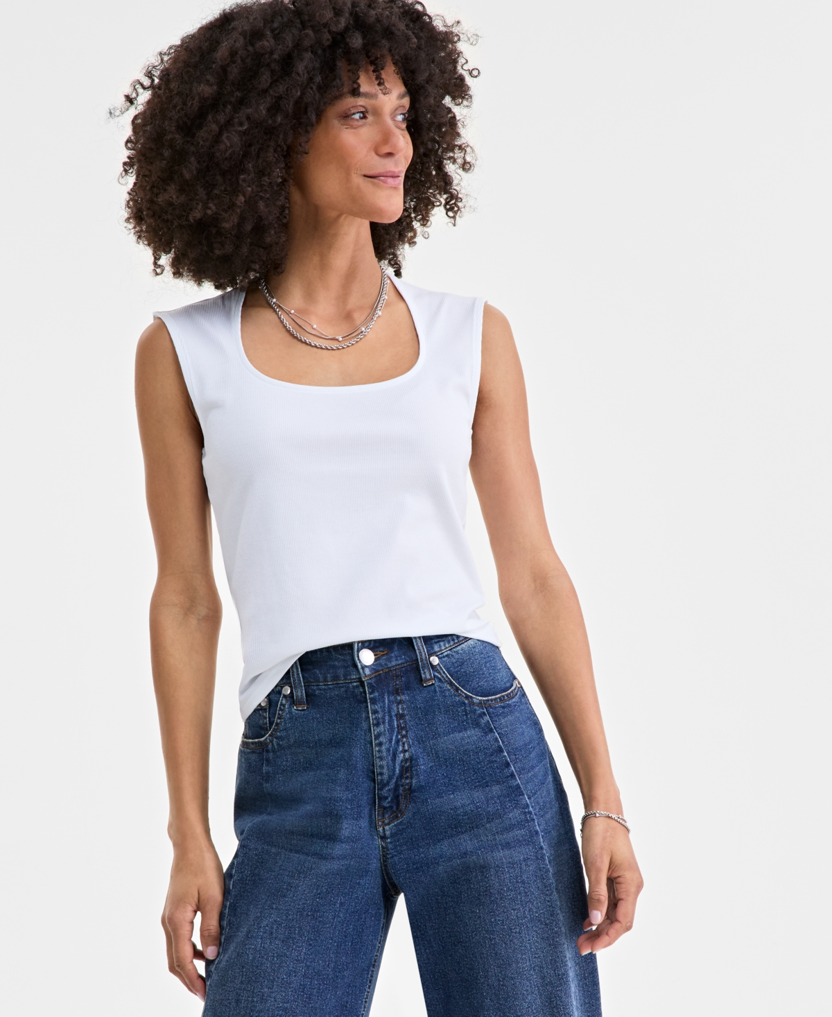 On 34th Women's Knit Scoop-neck Raglan-cap-sleeve Top, Exclusively At Macy's In Bright White