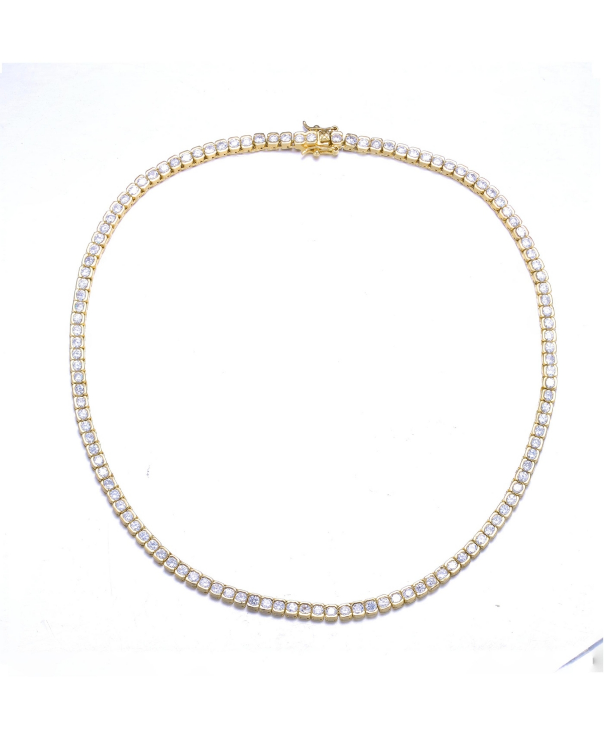 Sterling Silver 14K Gold Plated with Cubic Zirconia Classic Tennis Necklace - Gold