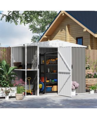 8 x 4ft Metal Shed, Outdoor Shed with Lock, Warm