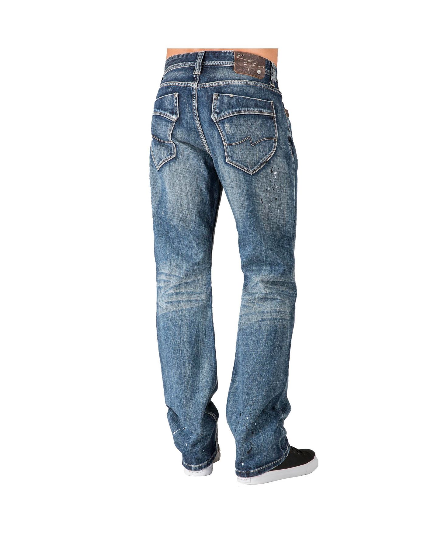 Мужские джинсы Level 7 Slim Straight Destroyed Sanding Whiskering Premium, цвет: Синий — фото 2