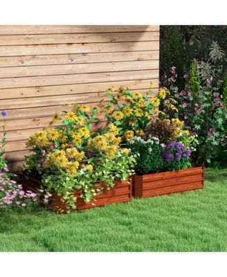 Set of 2 Raised Garden Bed Galvanized Planter Box, 23.5" L x 23.5" W x 12" H.