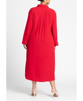 Women's Tie Front Oversized Shirt Dress