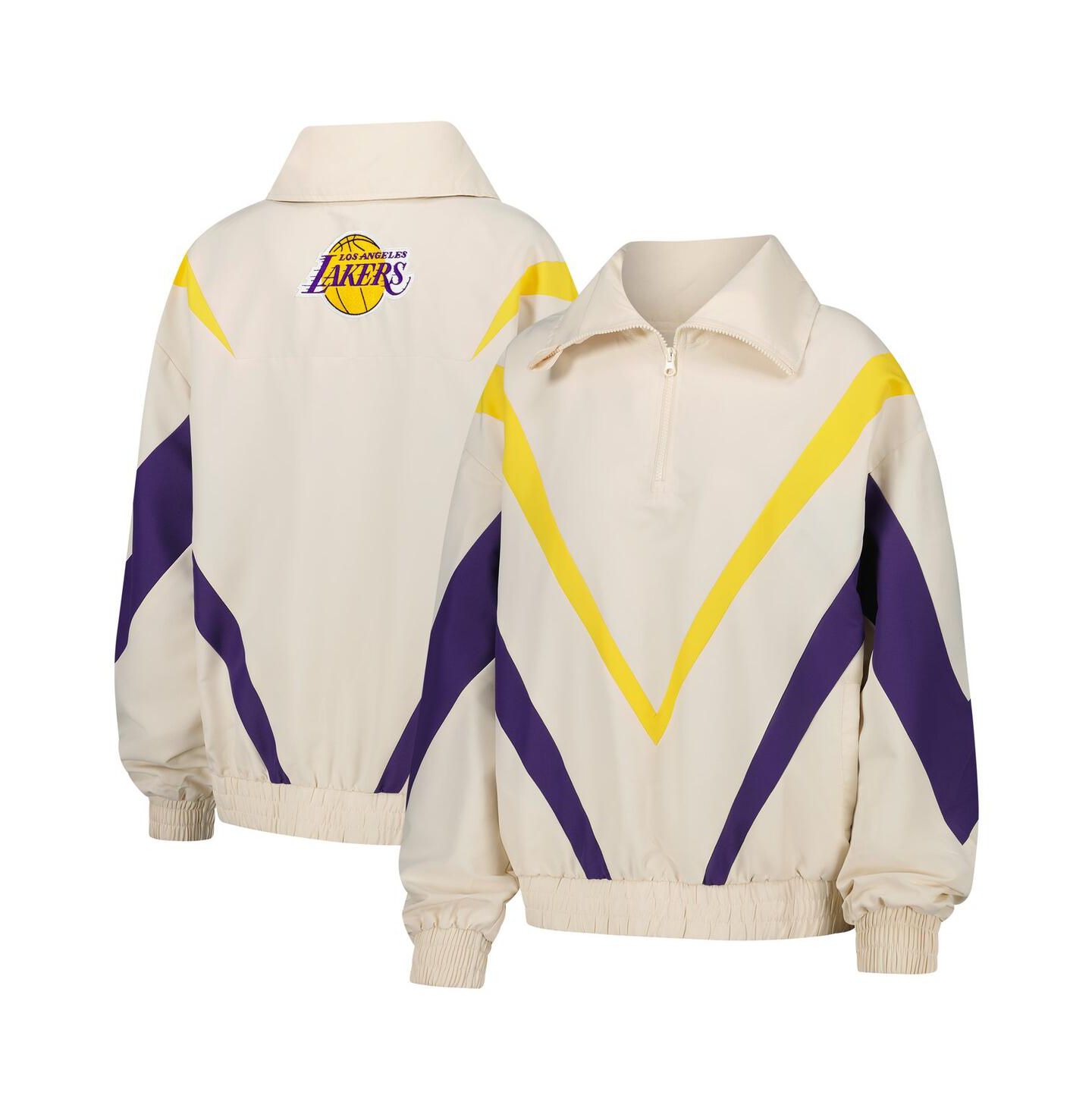 Женская куртка Terez White Los Angeles Lakers Retro Chevron Ripstop Quarter-Zip Windbreaker — фото 1