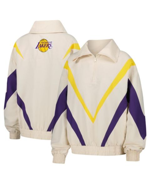 Женские куртки Terez Women's White Los Angeles Lakers Retro Chevron Ripstop Quarter-Zip Windbreaker Jacket