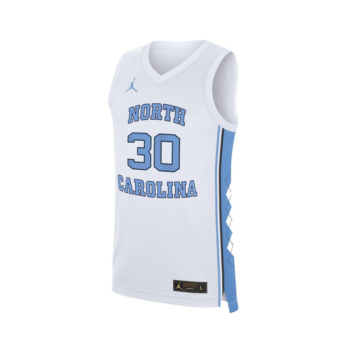 Мужские топы Jordan Rasheed Wallace White North Carolina Tar Heels Replica Basketball Jersey — фото 3